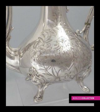 ELEGANT ANTIQUE 1880s FRENCH ALL STERLING SILVER COFFEE/TEA POT Rococo st. 4