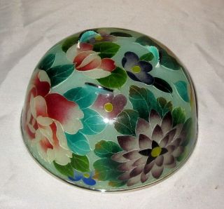 Fine Plique a Jour Japanese Cloisonne Enamel Vase Bowl w/ Brilliant Flowers 10