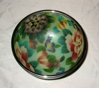 Fine Plique a Jour Japanese Cloisonne Enamel Vase Bowl w/ Brilliant Flowers 2