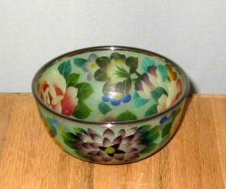 Fine Plique a Jour Japanese Cloisonne Enamel Vase Bowl w/ Brilliant Flowers 3