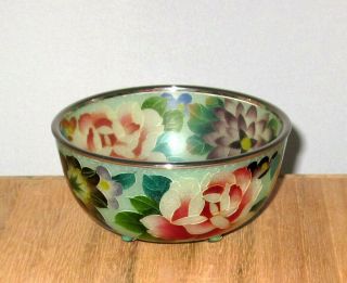Fine Plique a Jour Japanese Cloisonne Enamel Vase Bowl w/ Brilliant Flowers 6