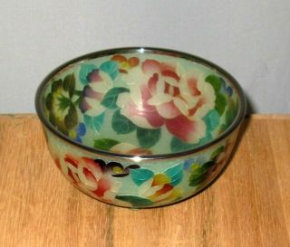 Fine Plique a Jour Japanese Cloisonne Enamel Vase Bowl w/ Brilliant Flowers 7