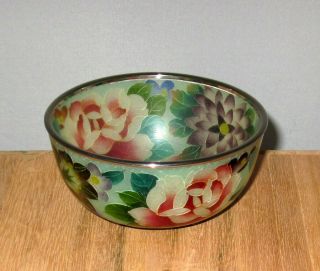 Fine Plique a Jour Japanese Cloisonne Enamel Vase Bowl w/ Brilliant Flowers 9