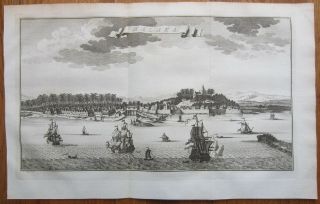 Bellin: Engraved View Malacca Malaysia Ships - 1760