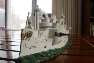 RARE USS IOWA DREADNOUGHT CAST IRON TOY BANK 11