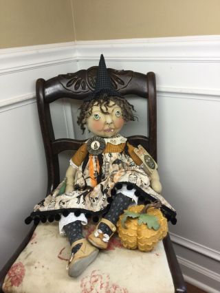 Primitive Folk Art Ooak Shabby Witch Doll