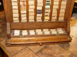 Scarce Clark ' s 4 Sided Revolving Oak Spool Cotton Thread Store Display Case 6
