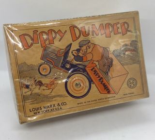 Antique 1930s Marx Popeye Bluto Dippy Dumper Tin Wind - Up - Box Only