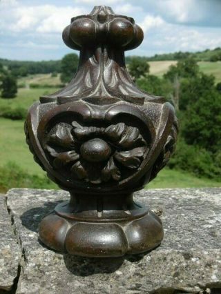 19thc Architectural Mahogany Carved Staircase Newel Post
