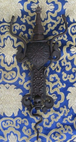 Antique Handmade Iron Tantrik Shmashana Adhipati Chitipati Wall Hanging,  Nepal
