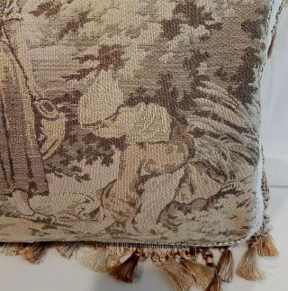 Pillow Antique Tapestry Belgian Peasant Women Child,  Gray Tan Pink,  custom made 4