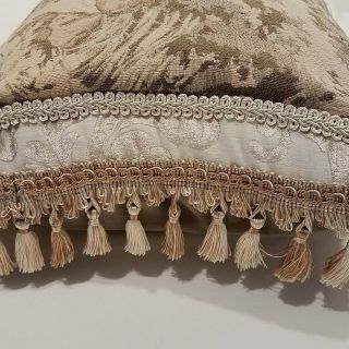 Pillow Antique Tapestry Belgian Peasant Women Child,  Gray Tan Pink,  custom made 6