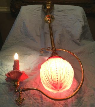 ANTIQUE 1890’s Williamson GAS/ELECTRIC COMBO PENDANT LIGHT 5