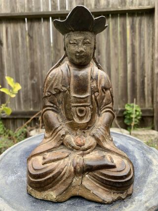 Chinese Antique Wood Buddha Qing China Asian