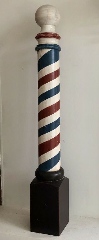 Standing Barber Pole Hand Turned From Solid Poplar