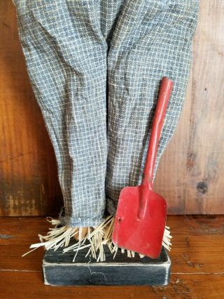 ☆Primitive Folk Art Halloween Fall Farmer Pumpkin Overalls Pig OOAK Signed Doll☆ 9