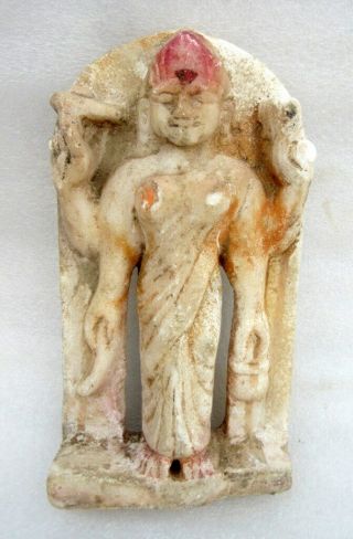 Antique Rare Old Hand Carved Marble Stone Indian Goddess Laxmi Figurine Statue