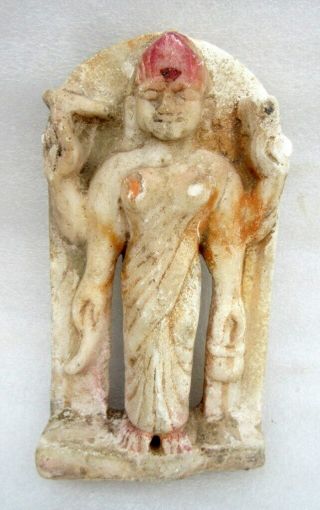 Antique Rare Old Hand Carved Marble Stone Indian Goddess Laxmi Figurine Statue 2