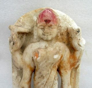 Antique Rare Old Hand Carved Marble Stone Indian Goddess Laxmi Figurine Statue 3