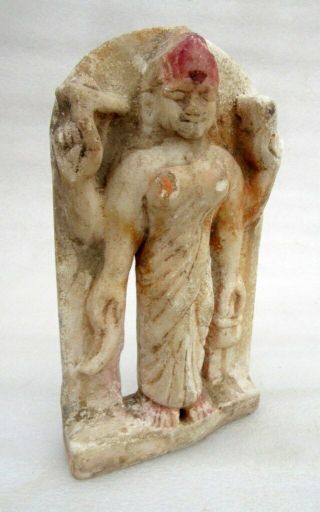 Antique Rare Old Hand Carved Marble Stone Indian Goddess Laxmi Figurine Statue 5