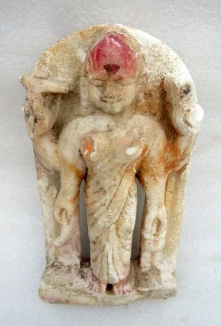 Antique Rare Old Hand Carved Marble Stone Indian Goddess Laxmi Figurine Statue 6