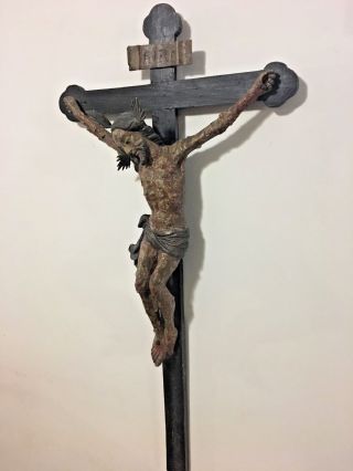 Late Renaissance Carved Wood Plague Cross From Tyrol Ca.  1670