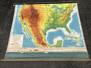 Nystrom Pull Down America Map Globe School Mcnally Vtg Classroom Usa Wall Ocean