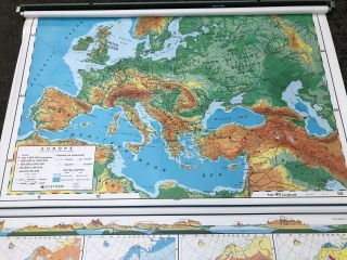 Nystrom Pull Down America Map Globe School McNally Vtg Classroom USA Wall Europe 3
