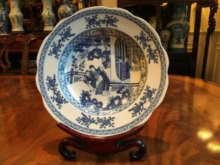 A Large Chinese Qing Dynasty Blue and White Porcelain Bowl,  Marked. 5