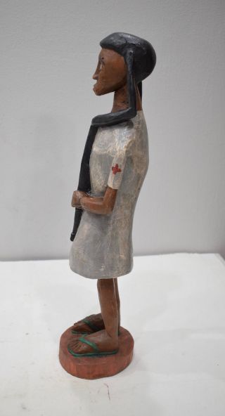 African Statue Colonial Female Doctor Statue Carved Wood Doctor Female Statue 2