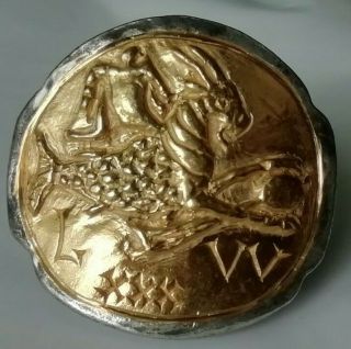Rare Ancient Roman Silver Legionnaire Ring With Capricorn Inlaid Gold 24k Unique