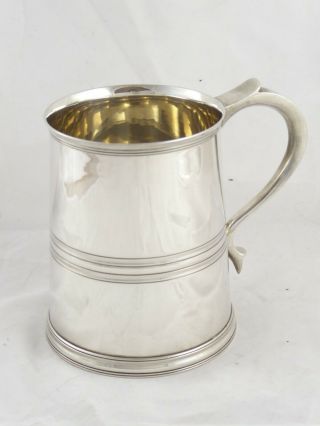 HEAVY GEORGIAN STYLE SOLID STERLING SILVER 1 PINT TANKARD MUG 1953 532 g 3