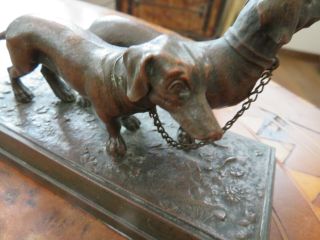 Exquisite Antique French Copper Bronze Pair Dachshunds Figurine 10