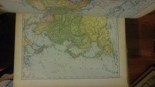 ANTIQUE 1897 LARGE RAND MCNALLY INDEXED ATLAS OF THE WORLD Hardcover Gold Leaf 11