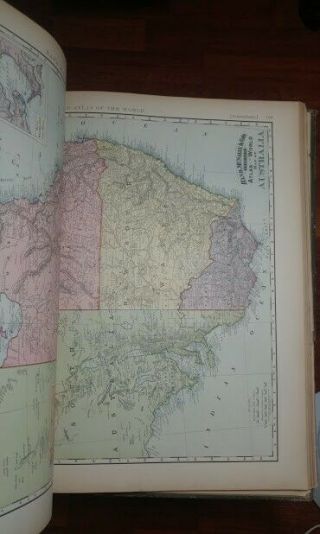 ANTIQUE 1897 LARGE RAND MCNALLY INDEXED ATLAS OF THE WORLD Hardcover Gold Leaf 5