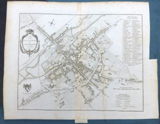 Kent,  1797 - The City Of Canterbury,  Antique Copperplate Map - Hasted