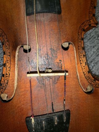 Antique Violin 1927 Norwegian Hardanger Fiddle Case Scroll is a Face Head 12