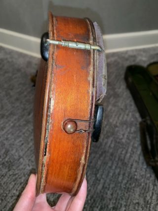 Antique Violin 1927 Norwegian Hardanger Fiddle Case Scroll is a Face Head 3