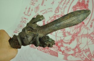 Antique Bronze King Khan Garuda Dagger Knife Sword Thai Khmer Ancient Amulet 10