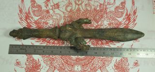 Antique Bronze King Khan Garuda Dagger Knife Sword Thai Khmer Ancient Amulet 12