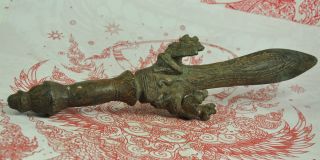 Antique Bronze King Khan Garuda Dagger Knife Sword Thai Khmer Ancient Amulet 8
