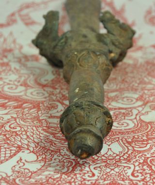 Antique Bronze King Khan Garuda Dagger Knife Sword Thai Khmer Ancient Amulet 9