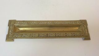 19th C.  French Brass/bronze 12.  75 " Desk Pen Tray,  Pierced Border