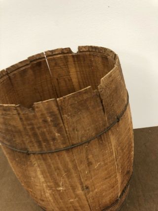 Vintage WOOD NAIL KEG rustic BARREL bin trash can country farm decor Industrial 4