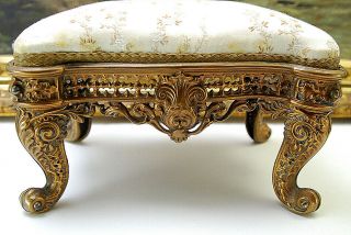 Gorgeous French Antique Brass Gilt Foot Stool