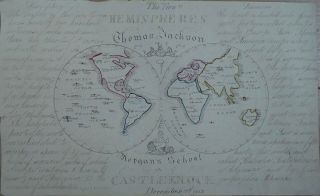 1852 Sir Thomas Jackson Hsbc Bank - Hand Drawn Map Of The World - Dublin School