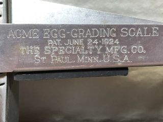 Vintage Acme Egg Grading Scale Patented 1924 The Specialty Mfg.  Co.  St.  Paul MN. 3