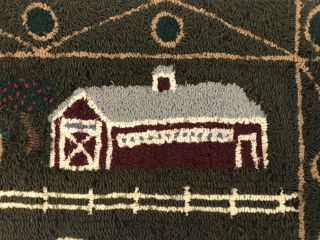 Signed Vintage American Folk Art Pictorial Sheep Hooked Rug Cleland Selby 1990 5