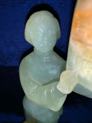 Vintage Chinese Carved Jade Commemorating Chairman Moa Zedong 1949 Presidency 9” 9