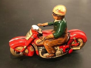 c.  1950 US Zone Germany Schuco Curvo 1000 Tin Clockwork Motorcycle Toy 2